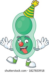 entertaining Clown green streptococcus pneumoniae caricature character design style. Vector illustration