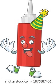 entertaining Clown sauce bottle caricature character design style. Vector illustration