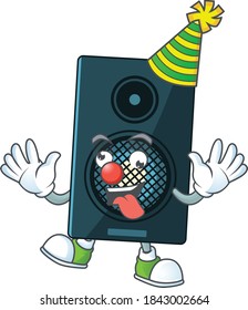 entertaining Clown sound system caricature character design style. Vector illustration