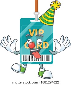 entertaining Clown VIP pass card caricature character design style. Vector illustration