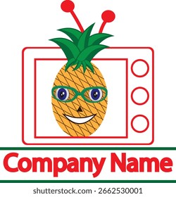 Vector de diseño de logotipo de piña entretenido