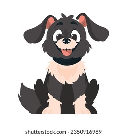 Entertainingbeat dim pooch. Grinning canine. Cartoon style, Vector Illustration