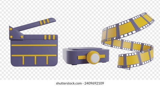 Entertainment 3d icons render clipart. Suitable for landing page or social media icons