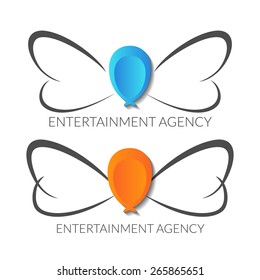 Entertainment agency logotype, party and carnival sign or emblem.