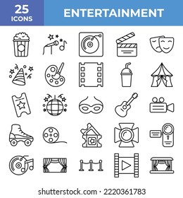 Entertainment And Art, Cinema Icon, Icon Set, Collection, Icons Logo Design Vector Template Illustration Sign And Symbol Pixels Perfect