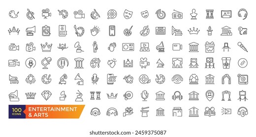 Entertainment and Arts icon set. Modern icon set with editable stroke collection.