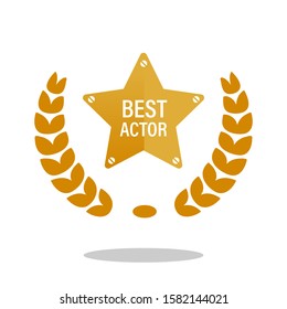 Entertainment awards graphic design. Flat vector background. Wreath logotype element. Popular show prize. Movie star nominee.