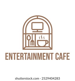 entertainment cafe flat minimalist logo design