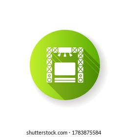 Entertainment center flat design long shadow glyph icon. Home theater system. Modern indoor TV set. Stereo music equipment. Screen and speakers. Silhouette RGB color illustration