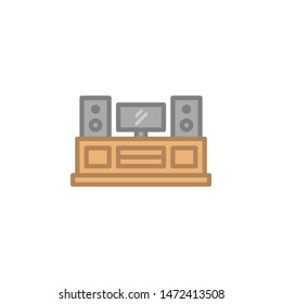 Entertainment Center Vector Outline Filled Icon Style