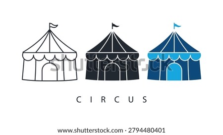 an entertainment circus tent icon representing festival events and carnival fun for creative branding projects