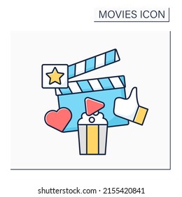 Entertainment color icon. Performances of plays and films. Cinema for watching premieres. Movie concept. Isolated vector illustration