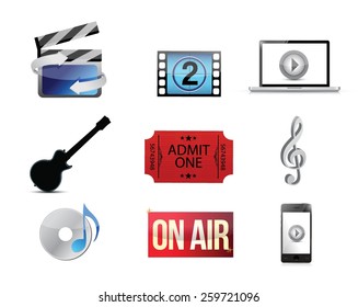 entertainment concept icon set illustration design over white