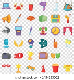 Entertainment cons set. Cartoon style of 36 entertainment vector icons for web for any design