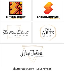 Entertainment Design Logo With Square Abstract And Line Hexagon Triangle Art Vector Suitable For Arts Talent Search Company Agency