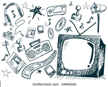 Entertainment Doodles - Vector