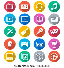 Entertainment flat color icons