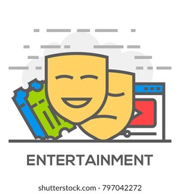 Entertainment Flat Line Concept Illustration.