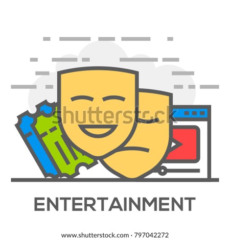 Entertainment Flat Line Concept Illustration.