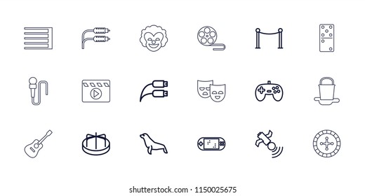 Entertainment icon. collection of 18 entertainment outline icons such as seal, child playground carousel, red carpet barrier. editable entertainment icons for web and mobile.
