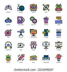 Entertainment icon pack for your website design, logo, app, and user interface. Entertainment icon filled color  design. Vector graphics illustration and editable stroke.