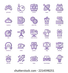 Paquete de iconos de entretenimiento para el diseño del sitio web, logotipo, aplicación e interfaz de usuario. Diseño de gradiente de línea básica de icono de entretenimiento. Ilustración gráfica vectorial y trazo editable.