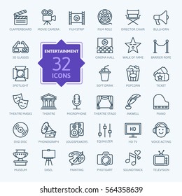 Entertainment icon set - outline icon collection, vector