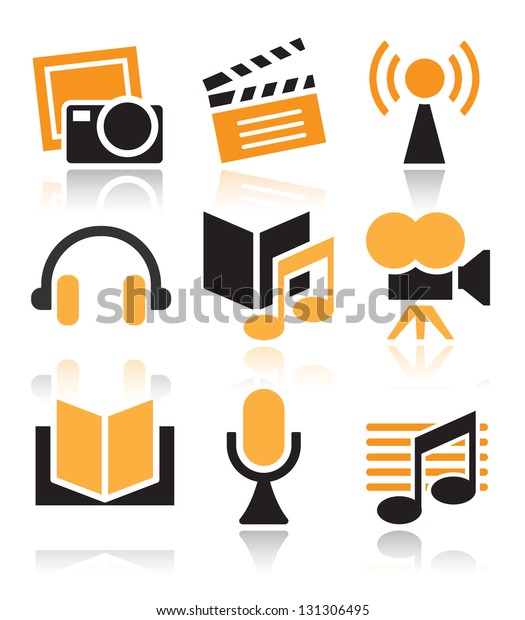 Entertainment Icon Set Over White Background Stock Vector (Royalty Free