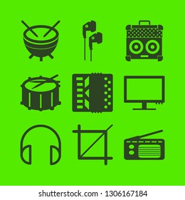 entertainment icon set with timpani, television and cut sing vector illustration