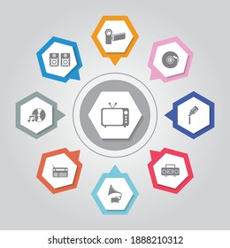 Entertainment Icon. Simple flat vector icons set on Gray Radiant background