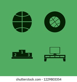entertainment icon. entertainment vector icons set basketball ball, tv table and winners podium