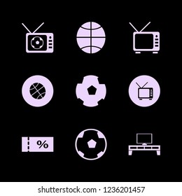 entertainment icon. entertainment vector icons set sale ticket, football tv match, basketball ball and tv