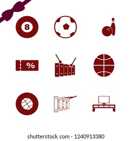 entertainment icon. entertainment vector icons set billiard ball, basketball ball, xylophone and soccer ball