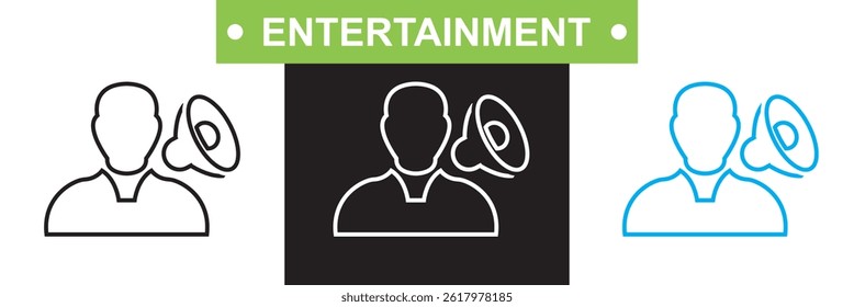 Entertainment icon.   Vector for websites, mobile interfaces, presentations, banner, visual branding etc. Vector illustration. isolated on white and black background. EPS 10