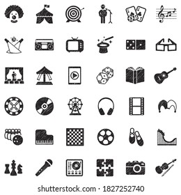 Entertainment Icons. Black Scribble Design. Vector Illustration.