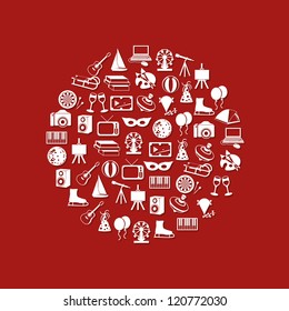 entertainment icons in circle