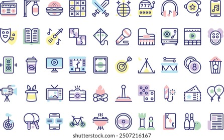 Entertainment icons collection is a vector illustration with editable stroke.