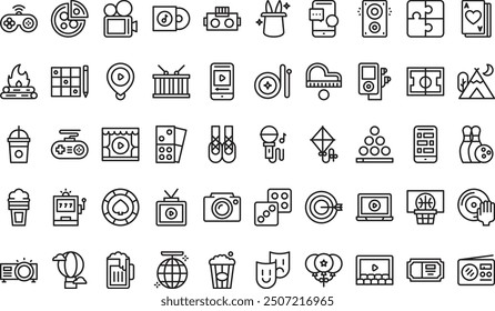 Entertainment icons collection is a vector illustration with editable stroke.