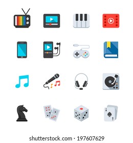 Entertainment Icons : Flat Icon Set for Web and Mobile Application
