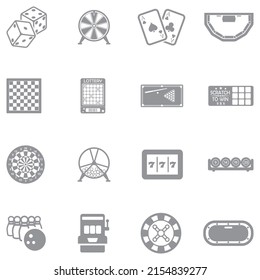 Entertainment Icons. Gray Flat Design. Vector Illustration.
