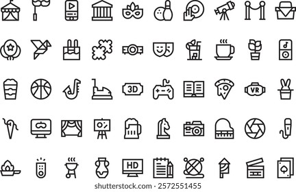 Entertainment icons High-Quality Vector Icons Collection with Editable Stroke. Ideal for Professional and Creative Projects.