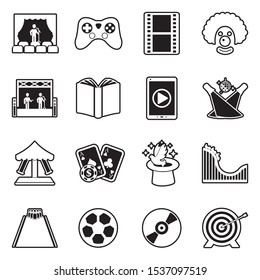 Entertainment Icons. Line With Fill Design. Vector Illustration.