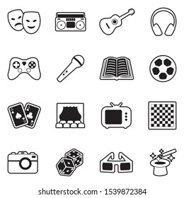 Entertainment Icons. Line With Fill Design. Vector Illustration.
