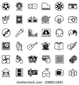 Entertainment Icons. Line With Fill Design. Vector Illustration.