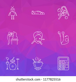 Entertainment icons line style set with headphone, sport car, math and other chatbot elements. Isolated vector illustration entertainment icons.