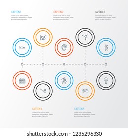 Entertainment icons line style set with ballet, sport car, baseball glove and other automobile elements. Isolated vector illustration entertainment icons.