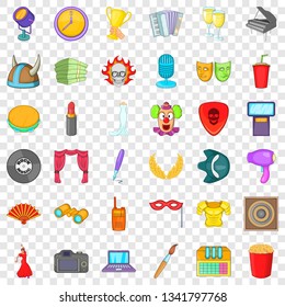 Entertainment icons set. Cartoon style of 36 entertainment vector icons for web for any design