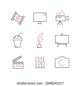 Entertainment icons set. Entertainment pack symbol vector elements for infographic web