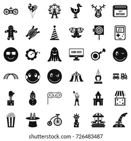 Entertainment icons set. Simple style of 36 entertainment vector icons for web isolated on white background