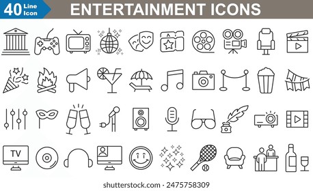 Entertainment icons set vector illustrator. 